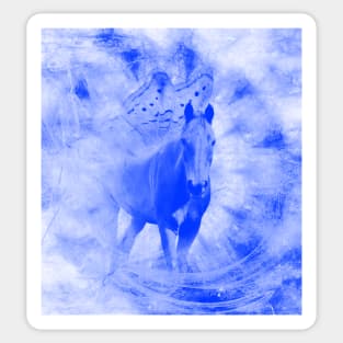 Blue pegasus in mysterious mandala landscape Sticker